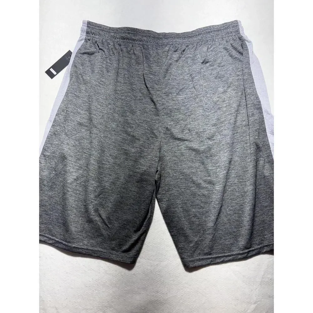 ESSENTIAL Men's 4XL Gray Athletic Shorts with Side Stripes 618
